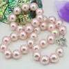 Chaînes Belle rose simulée-perle coquille 12mm perles rondes collier ras du cou pour les femmes mode déclaration chaîne bijoux 18 pouces B3215