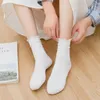 Women Socks 5 par Crew JK Girls Pack Solid Cotton Lolita White Black Knee High Streetwear Harajuku frilly