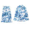 Tweedelige Jurk Vintage Lente Herfst Vrouwen Sets Gedrukt Hoge Kwaliteit Shirt Tops Prachtige Midi Rok Casual 2 Poplin Pak 230826