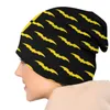 Berets Black Yellow Bat Pattern Bonnet Hat Knitted Hip Hop Autumn Winter Ski Skullies Beanies Unisex Adult Warm Dual-use Cap