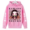 Bluzy Bluzy Demon Slayer Bluza Dzieci 4-14 lata Ubrania Odpowiednia dziewczynka z kapturem z kapturem z kapturem Yaiba Manga Pullover Sweter 230826