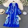 Basic Casual Dresses Elegant Sweet Style Women Nice Foreve Dress Embroidery Print Contrast Color Tassels Bandage Dresses Spring Summer New 2024