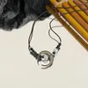 Kedjor Trend Moon Shaped Pendant Halsband på Cord Korea Style Neckchain ClaVicle Chain K3kf