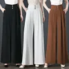 Pantalones de mujer informales de cintura alta, pierna ancha holgada para mujer, primavera Otoño, trajes blancos hasta el suelo para mujer, pantalones largos para mujer Q500