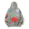3pel bluzy American High Street Fashion Brand Rhu Manager ręcznie malowany Graffiti Print Ins Super Fire Hooded Pullover Loose Men and Women and Swater