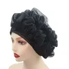 Beanie/Skull Caps Already Made African Headtie Nigeria Auto Geles Lady Head Wraps Summer Mesh Women's Turban Cap with Side Ruffles Design 230826