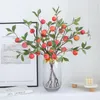 Flores decorativas artificial ameixa ramo de frutas simulação plantas verdes bonsai vegetação decoração para casa mesa peça central fazenda