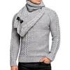 Men's Sweaters Autumn and Winter Fashion Sweater Men 2 Pieces Set Scarf ONeck Warm Long Sleeve Casual 230826