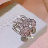 Cluster Ringe Ankunft Vintage Original Silber Farbe Gefüllt Hochzeit Für Frauen 3 Schicht Schmuck Luxus Zirkon Runde Karte Ring