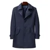 Zakelijke trenchcoat voor heren, herfst/winter, middellange single-breasted Britse mode katoenen jas