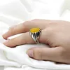 Cluster ringen gele agaat stenen ring voor mannen 925 sterling zilver punk desgin natuurlijke edelsteen vintage Turkse handgemaakte sieraden cadeau