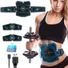 Bärbar smal utrustning ABS -tränare trådlös bukmuskelstimulator EMS Smart Fitness Training Electric Massager Body Slimming Belt USB Ladda 230826