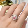 Cluster Rings CNZX2023 Fine Jewelry Real 18K Gold 0.53ct Pink Diamonds Wedding Engagement Female For Women Ring TX