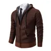 Pulls pour hommes Slim Fit Hommes Manteau Cardigans à capuche confortables avec doublure en peluche Poches à glissière pour décontracté automne hiver tricots