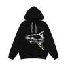 Designerkleding Modieus Sweatshirts Palmes Angels Broken Tail Shark Letter Flock-borduurwerk Ruimvallend Heren Dames Trui met capuchon Informeel Pullover Tops Blauw