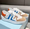 Trottoarkant sneakers designer läder mesh casual skor kvinnor män lyx platt gummi botten cricket sneaker snörning utomhus löpare sko