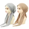 Bonnet / Skull Caps Couleur unie Femmes Pré-attachés Hijabs Cap Arabe Wrap Head Foulard Turban Bonnet Prêt à porter Hijab Femme Underscarf Caps Turbante 230826