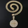 Hip Hop Rapper Diamond Pendant Necklace Cross Star Rap Disc Round Pendant Micro-Inset Zircon Jewelry Night Club Accessory TREEATER COMERBONE CUBAN CHEDIE 50CM 1771