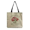 Akşam çantaları yuecimie gül çiçek baskılı plaj omuz çantası yeniden kullanılabilir keten tote lady kız için alışveriş