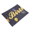 غلاف هدية عيد ميلاد سعيد البوليستر النسيج القابل لإعادة الاستخدام خلفية أسود ملصق علامة الذهب لزخارف الحديقة