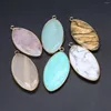 Charms 2 PCS Natural Semi-Precious Stones Oval Pendant In Random Colour Delicate Shape For DIY Jewelry Making Handmade Earring Necklace