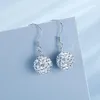 Dangle Earrings Fashion Elegant Snowflake White Zircon Crystal Round Pearl Drop Bridal Wedding Party Jewelry