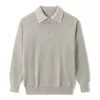 Мужские свитера 2023 Осенний поло в воротничках с длинным рукавом мода мода Polo Delover вязание простое черное высокое качество 230826