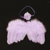 Zestawy odzieży Baby Pography Set Born Angel Feather Wing Flower Hair Band