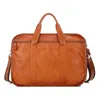 Kolejki Vintage Black Brown A4 Oryginalna skóra 14 '' 15.6 '' Laptop Executive Office Women Men Men Teksage Bag Messenger Bag