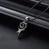 Pendentif Colliers Collier pour hommes Collier en acier inoxydable Noir Dragon Flame Couleur Chaîne en cuir Collier Punk Bijoux