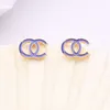 Lyxörar designer smycken kvinnor färgade dubbla bokstäver c studörhängen mode party bröllop engagemang älskare gåva