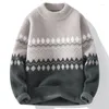 Suéteres para hombre estilo Otoño Invierno suéter de tendencia de moda de alta calidad Casual cómodo cálido hombres patrón de diamante tamaño M-3XL