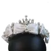 Pinces à cheveux couronne de mariée en Satin perlé, petit couvre-chef de mariage haut de gamme, nœud papillon, accessoires de coiffure en perles, 2023