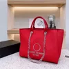 2023 Luxus-Damen-Strandtasche, einzelne Umhängetasche, Segeltuch-Designer-Tasche, Einkaufstasche mit Kette, luxuriöse Handtasche, Leinen, Perlendruck, Crosdy-Tasche, Reisetasche, Handtasche