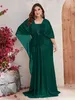 Green Mother of the Bride Robes Bling pailled bijou en dentelle appliques V Back Evening Party Formal Wedding Guest Robes