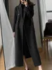 Misturas de lã feminina Jmprs inverno lã longo casaco casual mulheres duplo breasted jaqueta de lã outono moda coreana senhoras roupas pretas 230827