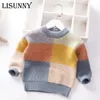 Pullover Autumn Winter Baby Boys Sweater Girl Children Knitted Clothes Kids Pullover Jumper Toddler Sweater Plaid Color Matching 230826