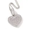 Kedjor som toppar stor storlek Hjärtform Custom Po Locket Frame Pendant Tennis Memory Jewelry For Par Valentine's Day Gift