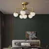 Kroonluchters Moderne Scandinavische koperen design LED-kroonluchter voor woonkamer slaapkamer eetkamer keuken plafond hanglamp gouden hanglamp