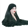 Chapéu cruzado na testa com lenço de chiffon, cachecol instantâneo hijab, boné feminino muçulmano, longo xale, véu amira