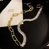 Choker Austyn Luxus Zirkon Kristall Halsketten Für Frauen Geometrische Edelstahl Strass Aussage Hochzeit Schmuck