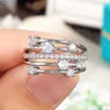 Anneaux de mariage CAOSHI à la mode couleur argent bague de doigt bandes de fête féminine brillant accessoires de zircone cubique pour l'engagement