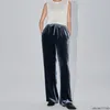 Pantalon pour femmes, Leggings en velours épais avec drapé polyvalent, Style printemps, brillant, balayage du sol, jambes larges