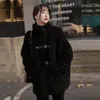 Kadınlar Kürk Kış Ceketleri Kadınlar İçin 2023 Palto Koreli Bayanlar Deri ve Stil Gevşek Kalınlaştırılmış Orta Uzunluk Ceket
