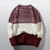 メンズセーターカラーブロックセーター丸い首長いスリーブプルオーバー秋の冬のための毎日の編み物プル2023