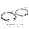 Bracelets à maillons 2 pièces/ensemble Punk graver nom personnalisé, bracelet en acier titane, bijoux de couple, cadeau d'anniversaire de haute qualité pour hommes et femmes