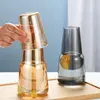 Wine Glasses Transparent Glass Water Jug Cold TeaPot Juice Drink Fruit Carafe With Lid HeatProof Kettle Set Teaware