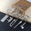 Sleutelhangers Punk Mini Gereedschap Ijzerzaag Handbijl Tang Charme Sleutelhanger Voor Auto Tool Kit Ring Sleutelhanger Mannen Outdoor kamp Sieraden Gift