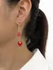 Boucles d'oreilles pendantes Peri'sbox plaqué or fleur et fraise rouge goutte pour femmes filles mignon résine fruits été bijoux cadeaux