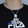 Hänge halsband isade ut bling hiphop kursiv bokstav stor fälla hänge halsband cz kubik zirkoniumhus charm män kvinnor mode smycken 230826